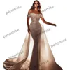 Off the Ombro vestidos de casamento sereia vestidos de noiva com trem destacável bling corset top personalizar árabe robe de soirée