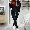 Mulheres Hoodies Chairsuits Outono Inverno 2 Piece Set Imprimir Drawstring Pullover Moletom Calças Calças Sportswear Ternos Suits Outfit1