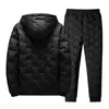 OEE Winter Mannen Parka Set Uitloper Overjas + Katoenen Broek Pak Casual Warm 2 Stks Parkas Sets Slim Fit Trainingspak Mens Kleding 211222