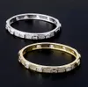 Mens 14K Yellow Gold Diamond Iced Square Link Bracelets Cubic Zirconia Micro Pave Diamonds Hip Hop Bangle Bracelet