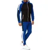 Mężczyźni Moda 2 Sztuka Dreset Set 2020 Zima Zima Zipper Kurtka i spodnie dresowe Sportswear Mężczyzna Jogger Outfit Splice Gym Siatek