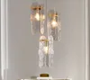 [Ondulation de l'eau] Longs lustres de luxe allumant les escaliers Duplex bâtiment Villa moderne LED lampe suspendue en verre luminaires d'intérieur