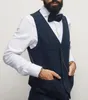 2021 Klassisk grå brudgummen västar ull groomsmen väst slim passform mens klänning kostym väst prom middag fest bröllopskläder waistcoat skräddarsydda