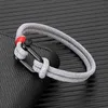 Mkendn Men Minimalist Double Strand Nautical Gray Rope Bracelet Nylon Buckle Shackle Navy Anchor Jewelry for Women