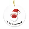 Nuevo y popular adorno de árbol de Navidad de cerámica, redondo, de doble cara, de cerámica, de Papá Noel, multicolor, multipatrón, decoración del festival.