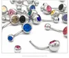 Sıcak Paslanmaz Çelik Göbek Düğmesi Yüzükler Göbek Halkaları Kristal Rhinestone Vücut Piercing Çubukları Kadın Bikini Moda Takı için Mücevherler