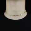 3mm width thin plain cuban link chain 4mm bezel cz european women gold color chain choker necklace valentines day gift3178