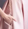 Pärlor rosa satin långa kvällsklänningar med fickor rygglös formell prom klänning golvlängd aftonklänningar5649776