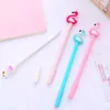 Gel Pens 12Pcs/pack Japanese Cartoon Cute Kawaii Flamingo Ink Pen Novelty Cool Fancy School Stationery Pencil Case Bag Thing Material