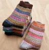 Chaussettes en laine de lapin épaisses pour femmes, rayures colorées, automne hiver, épaississement chaud, chaussettes en laine de lapin pour filles, chaussettes thermiques douces et douces