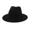 Qiuboss 60 cm Big Head Size Black Red Patchwork Wool Felt Jazz Fedora Hats Caps Wide Brim Panama Trilby Cap för män Kvinnor T2001184145359