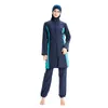 4 cores Muçulmanas Mulheres Swimwear Hijab Modest Swimsuit 3 Pcs Islâmicos Capa Completa Beachwear Burkini Banhando Ternos De Moda Conservadora