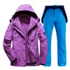 Traje de esquí de invierno Mujeres 2 en 1 chaquetas + pantalones para el cálido impermeable a prueba de viento y trajes de snowboarding