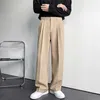 Men Suit Pants Solid Full Baggy Casual Wide Leg Trousers for Khaki Black White Japanese Style Streetwear Oversize Man 220118