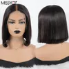 Lace Wigs Short Bob Closure Wig With Tail Filps For Women Natural Color Human Hair Part 13x1 Hairline Brazilian 180%