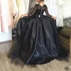 Niños Negro HiLo Manga larga Girl039s Vestidos del desfile Vestidos de niña de flores con lazo para la fiesta de bodas Vestido de princesa de cumpleaños LJ26210766