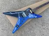 Chitarra elettrica a coda personalizzata in blu per destri mancini 22 tasti