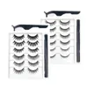 6 Pairs 3D Faux Mink Lashes Magnetic Eyeliner And Tweezers for Lashes Set False Eyelashes Synthetic Fiber Material