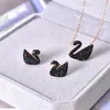 Novas jóias transfronteiriças europeias e americanas cristal preto curto colar pulseira brinco anel de quatro peças boutique jóias gift2401824