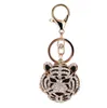 Keychains 3D Crystal Diamond Ligy Tiger Head, pendente, cadeia -chave, bolsa, DIY, jóias de carro