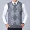 Modemerk Sweaters Mens Pullovers V-hals Slim Fit Jumpers Knit Mouwloze Herfst Koreaanse stijl Casual Mannen Kleding 211221