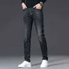 Fin haute marque Jeans hommes automne hiver élastique mince petit Tube droit taille moyenne jeunesse