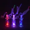 LED Glass Oil Burner Bong pyrex Glow in the dark small Bubbler Bong MiNi Oil Dab Rigs for Smoking Hookahs with 10mm glass oil burner pipe