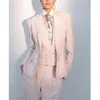 Erkek Takım Elbise Blazers 2021 kadın Pembe İş Ofis 3 Parça Örgün Kadınlar Custom Made Üniforma Parti Balo Garnitur Damski1