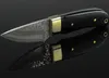 1Pcs High Quality 5.6 Inch Damascus Fixed Blade Straight Knife VG10 Damascuss Steel Blades Resin+Brass Handle EDC Knives With Leather Sheath