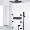 Accessori per il bagno Set doccia nero 6 funzioni Cascata a pioggia Soffione doccia a LED nebbioso grande 600x800mm Miscelatore termostatico Rubinetti Massaggio Body Jets