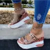 Kvinnor Sommar Wedges Sandaler Öka Höjdplattform Peep Toe Patchwork Fashion Beach Outdoor Ladies Shoes Zapatos de Mujer X1020