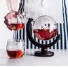 Bouteille de vin Globe Whisky Carafe avec support en bois Aérateur de vin Verre Vin Alcool Vodka Distributeur d'alcool Verseur Bar Tools5894268