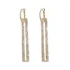 2021 Dames Bruiloft Shiny Full Rhinestone Drop Earrings Square Long Tassel Crystal Dangle Earring Mode-sieraden Geschenken