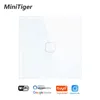 5PC Minitiger 4 색상 크리스탈 유리 패널 EU/영국 표준 1/2/3 갱 WiFi 터치 스위치 Tuya App Control Light Wireless Wall Switch W220314