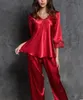 2021 Artı Boyutu Bayan Pijama Setleri Yaka Boyun Uzun Kollu Hırka Pijama Kadınlar Rahat Iç Çamaşırı Suits