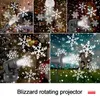 LED Effect Light Christmas Snowflake Snowstorm Projector Lights 16 Patterns Rotating Stage Projection Lamps for Party KTV Bars Holiday