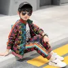 Fashion Boys Rainbow Stripe Letter Imprimé Casual Offits Kids Kids Zipper Long Manche Veste OutwearSports Pantalons 2PCS Sets Kids Cloth9935578