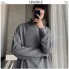 LEGIBLE MEN 9 färger Turtleneck Loose Sweaters Mens Autumn Winter Pullovers Topps Male Korean Fashion Sweater Clothing 201124