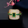 Роскошные дизайнерские кольца ювелирные изделия AAA CUBIC I цирконий Медь 18K Золотая серебристая Полный CZ Белые синие зеленые драгоценные камни для женских вечеринок Свадебные бриллиантные кольца подарок размером 6-9