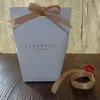 Presentförpackning 10st Blank Kraft Paper Bag 3Color Candy Bröllop Favoriter Box Paket Birthday Party Decoration Väskor med Ribbon 18111501