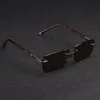 zerosun Glass Sunglasses Male Rimless Sun Glasses for Men Brown Stone Lens Anti Scratch Brand Designer Vintage Eyewear7577454
