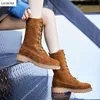 LEOSOXS Wedge Shoes Genuine Leather Snow Boots Woman Winter Boots Winter Warm Womens Shoes MidCalf Ladies Platform Booties 41 201028