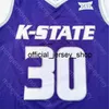 2020 New Kansas State Wildcats College Basketball Jersey NCAA 30 Beasley Violet Noir Tous cousus et brodés Hommes Taille jeunesse