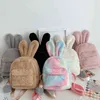 Nxy Children039s Bag Cute Faux Fur Mini Backpacks Rabbit Ear Gril Travel Shoulder Fashion Plush Bagpack Backpack School for Gir5628441
