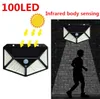 100 LED Solar Lights LED Outdoor Waterproof Motion Sensor Solar Wall Light For Garden Four Modes Adjustable Solar Lamps 4 sided 270°