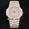 R8F V3 Aggiornamento 40mm 5711 Cal.324 S C Orologio automatico da uomo Gypsophila Quadrante con diamanti Bracciale in oro rosa con diamanti pieni Orologi sportivi Hello_Watch