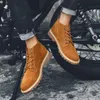 Homens Moda Porco Pele Botas Casuais Masculino Respirável Meio-Alto Retro Tênis De Trabalho Masculino Lace-Up Comfy Leisure Tooling Bota de tornozelo