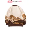 Męskie swetry Lappster-youth mężczyźni harajuku moutain zimowy pullover męski mens koreańskie koreańskie sweter kobiety vintage ubrania 221007