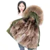 Maomaokong Natural Fur Ra​​ccoon Lining Women's Winter Jacket Park無料の自然な毛皮のアライグマの女性用コートで刺繍