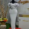 Grijze ASO EBI Plus Size Prom Dresses Sexy Off The Shoulder Chiffon Side Split Evening Toga Afrikaanse Applicaties Robe de Soiree